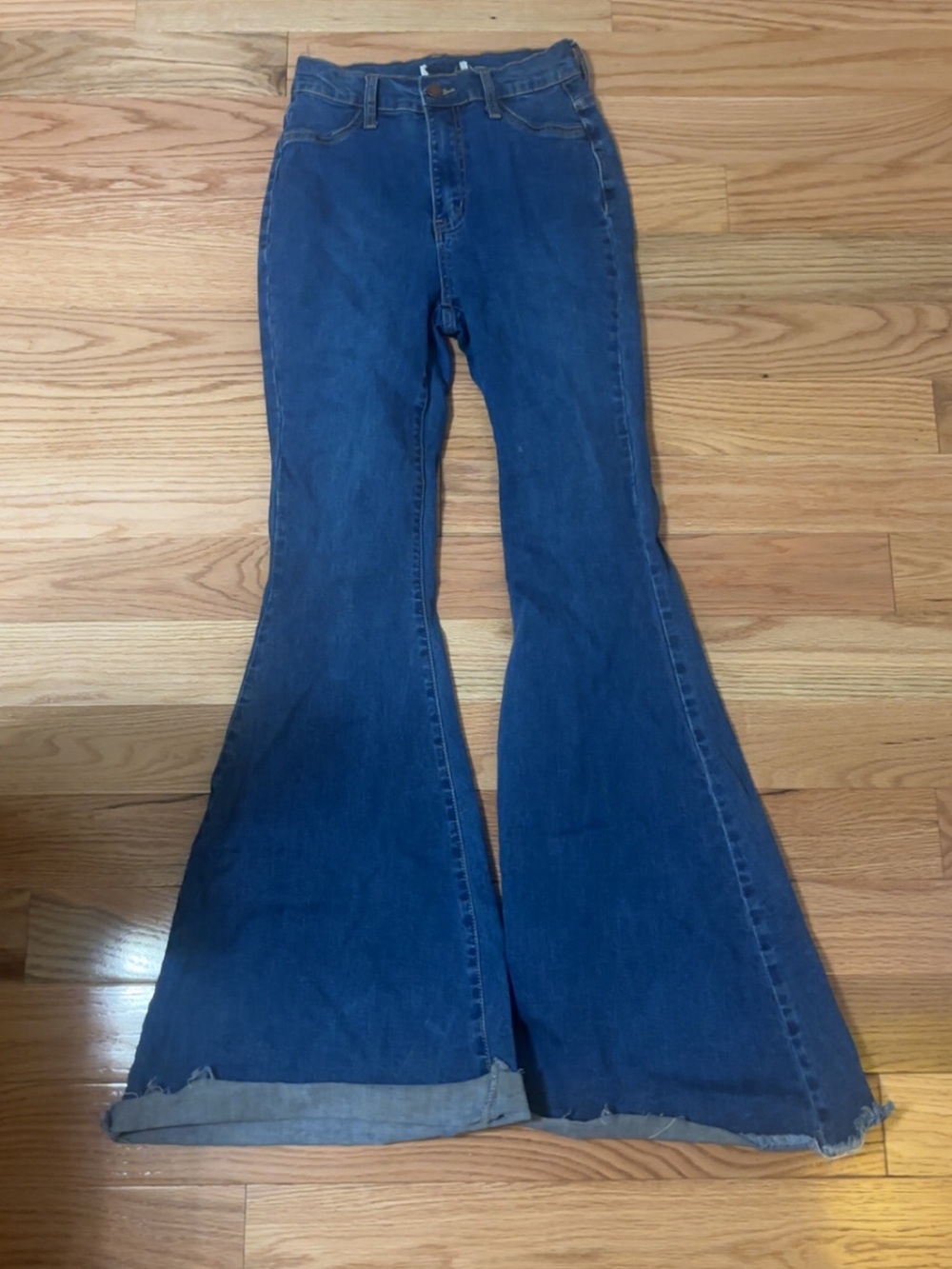 High-Waist Women's Flared Jeans in Dark Blue